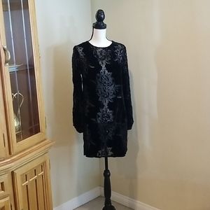 Black loose velvet beaded dress